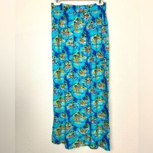 NWT SPA from Bali tropical beach scene  print maxi skirt w/sequin trim unique